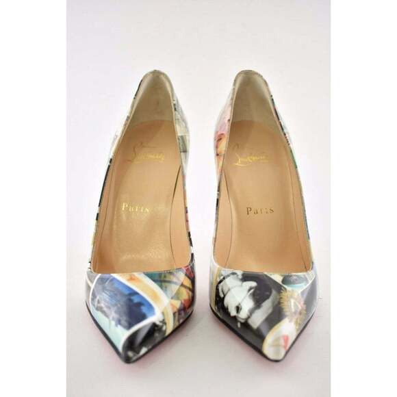 Christian Louboutin Pigalle Follies 100 Patent Collage Black Blue Heel Pump 36 - Picture 6 of 12